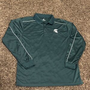 Holloway Dark Green Long Sleeve Michigan State Spartans Polo